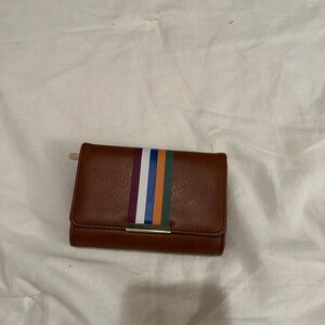 Brown Leather Wallet with Multicolor Stripes - Kim Rogers